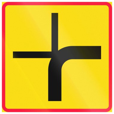 Historic road sign in Finland - Priority intersection layout (1990-2020).