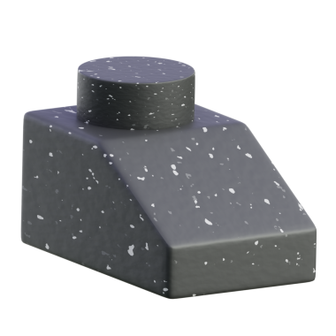 Dairesel üst çivili 3 boyutlu kama bloğu; oyuncak, eğitim veya ürün modelleri için uygun nötr gri benekli doku.