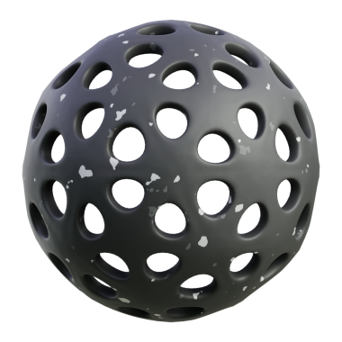 Koyu delikli oyuk küre; teknoloji, ürün görselleri veya markalaşma için uygun fütüristik 3D düzenleyici.