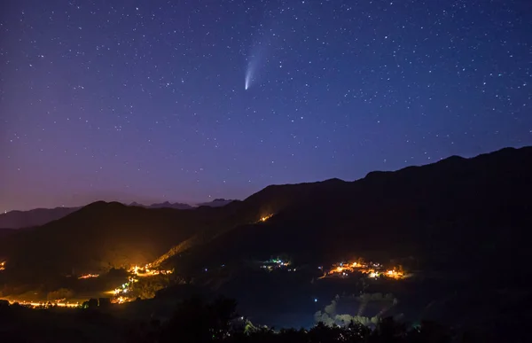 Comet Neowise, seen from Tuhinj valley, Slovenia