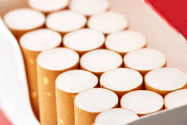 Cigarettes Pack Close White Background Drug Addiction Smoking Tobacco Cancer — Stock Photo, Image