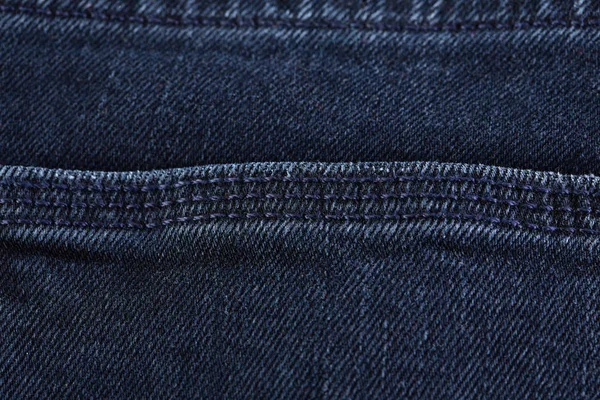 Denim jeans texture background with torn. The texture of the colored cotton fabric. Stitched texture jeans background. Fashion jeans button. Pocket and rivet on jeans. Fiber and fabric structure.