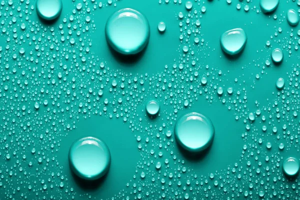 Small Large Drops Water Colored Background Abstract Liquid Sprays — Stock Photo, Image