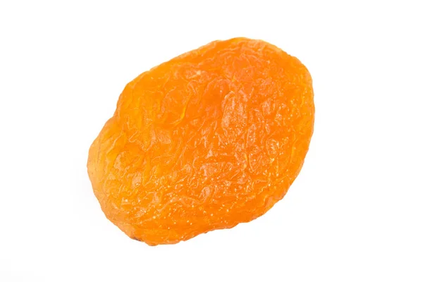 Gedroogde Abrikoos Ingrediënt Close Geïsoleerd Een Witte Achtergrond Een Oranje — Stockfoto
