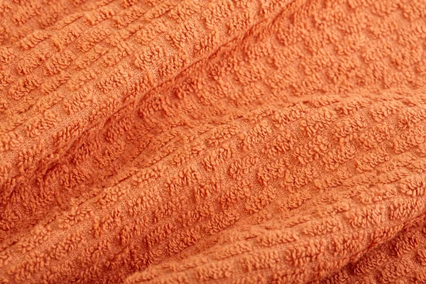 Oranje Weefsel Textuur Concept Close Van Een Handdoek Badstof Badstof — Stockfoto