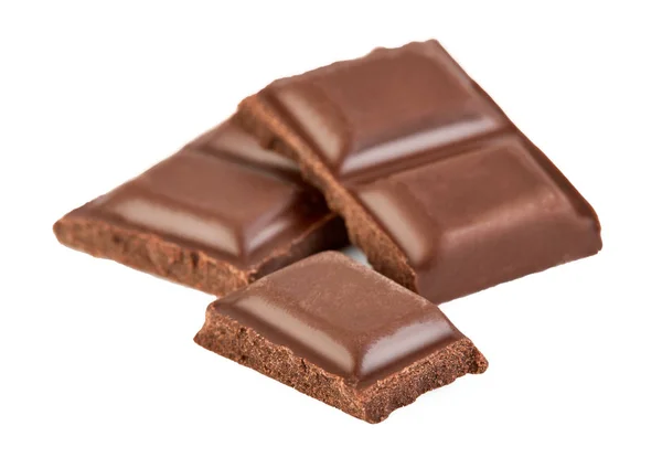 Pedaços Chocolate Leite Isolados Fundo Branco — Fotografia de Stock