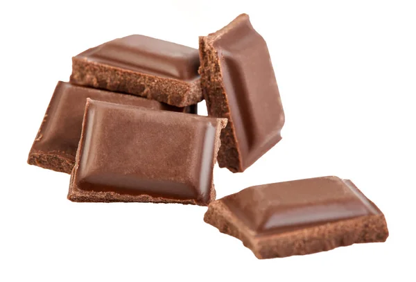Tej Csokoládé Darab Elszigetelt Fehér Alapon — Stock Fotó