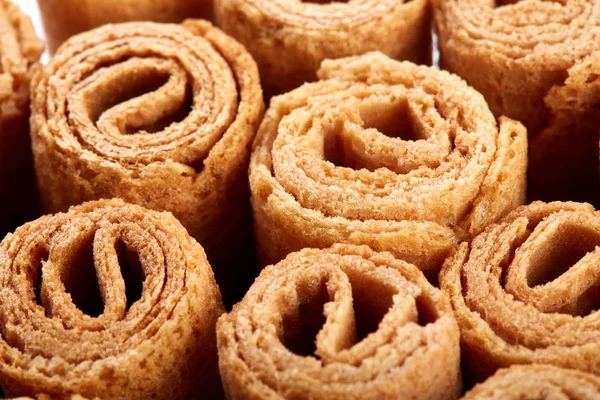 Wafer rolls. Sweet tube wafer isolated on white background. Dessert.