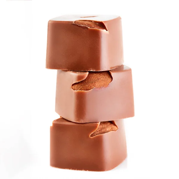 Sortimento Doces Doces Chocolate Isolados Fundo Branco Coleção Doces Chocolate — Fotografia de Stock