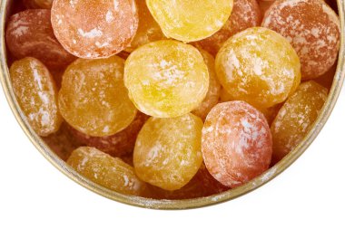 Renkli yuvarlak şeker pudra şekeri. Parlak şeker.