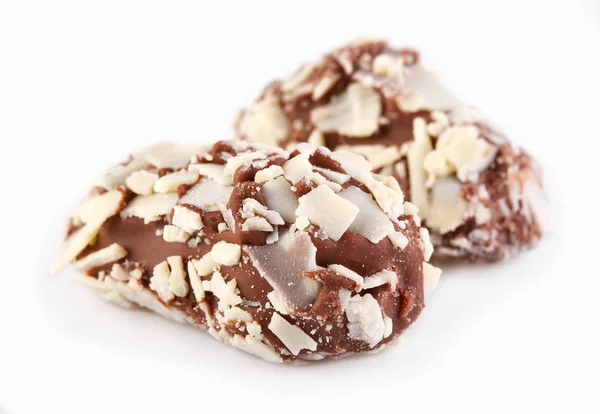 各式各样的巧克力糖果糖果被隔离在白色的背景 巧克力糖果收藏品 牛奶巧克力 — 图库照片