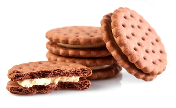 Galletas Chocolate Negro Con Relleno Ligero — Foto de Stock