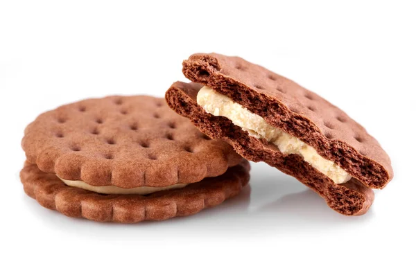 Biscoitos Chocolate Escuro Com Recheio Leve — Fotografia de Stock