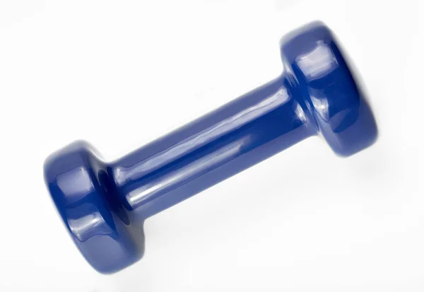 Small Blue Dumbbells Isolated White Background Sports Projectile Exercise — Stock Photo, Image