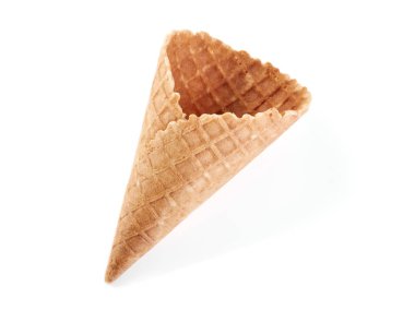 Waffle dondurma külahı beyaz arka planda izole