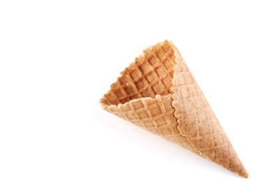 Waffle dondurma külahı beyaz arka planda izole