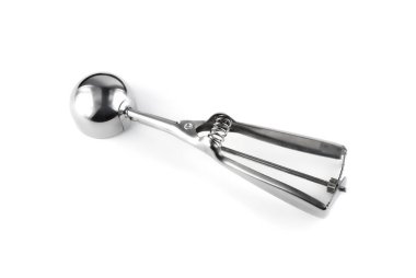 Beyaz arka plan üzerinde izole dondurma için kaşık