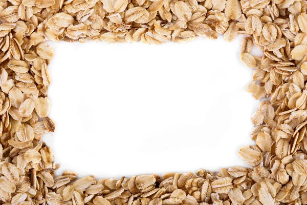 Pile Oatmeal Isolated White Background Creative Layout Made Organic Oatmeal — Stock Photo, Image