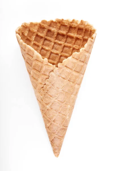 Cone Sorvete Waffle Isolado Fundo Branco — Fotografia de Stock