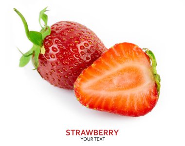 Taze kırmızı çilek beyaz arka plan üzerinde izole. Yaz meyveleri. Sağlıklı beslenme kavramı.