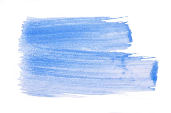 白い背景で隔離の青いマーカー ペイント テクスチャです 青いペイント ストローク パターン 色の水彩絵の具の質感 ガッシュ 抽象化 — ストック写真