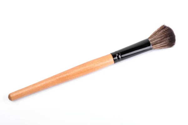 な化粧筆は 白で隔離されました 木製の化粧筆 デュオ ファイバー基礎化粧ブラシ スタイル ファッション 化粧品 — ストック写真