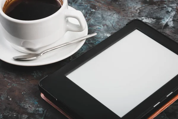 E Book And Paper Books On The Table With A Cup Of Coffee A Laptop And Reading Glasses Concepts Of Self Education New Media Stock Photo