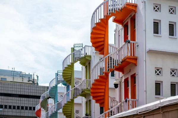 Colorful Spiral Staircases Singapore City Bugis Village Singapore — Stock Photo, Image