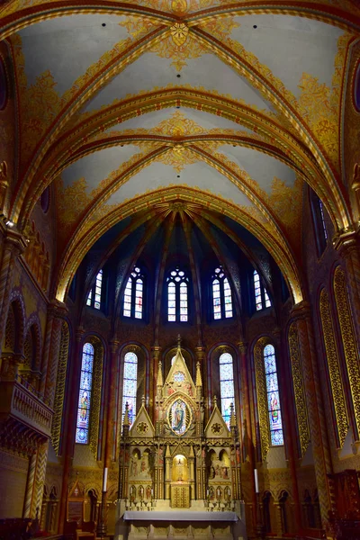 Innvendig Matthias Katedralen Gammel Budapest Ungarn Mars 2019 – stockfoto