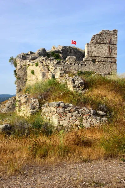 Akşam ışığında tlos antik bir Likya kalesi kalıntıları. Muğla. Türkiye.