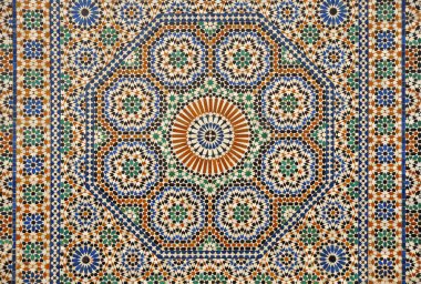 Meknes evin cephesinde Geleneksel Fas desen. Fas.