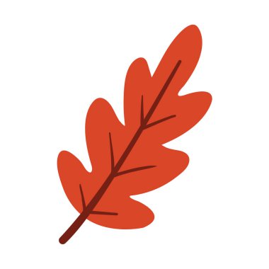 Sıcak terracotta kırmızı tonunda sonbahar yaprağının en az düz çizimi. Basit mevsimsel yaprak tasarımı desenler, eko projeleri, çıkartmalar, tebrik kartları, posterler, davetiyeler, ambalajlar ve sonbahar dekorasyonları için mükemmeldir..