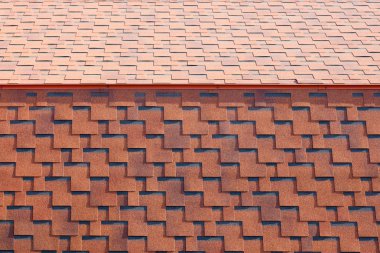 Çatı ile Bitümlü kat doku. Kaba Bitümlü mozaik kırmızı ve kahverengi çiçek. Çatı su geçirmez.