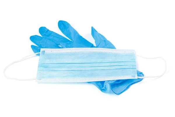 Medische Maskers Rubberen Handschoenen Een Witte Achtergrond Corona Virus Gezondheidszorg — Stockfoto