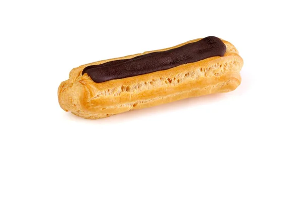 Eclairs Geïsoleerd Witte Achtergrond Heerlijk Frans Dessert Zoet Dessert Volle — Stockfoto