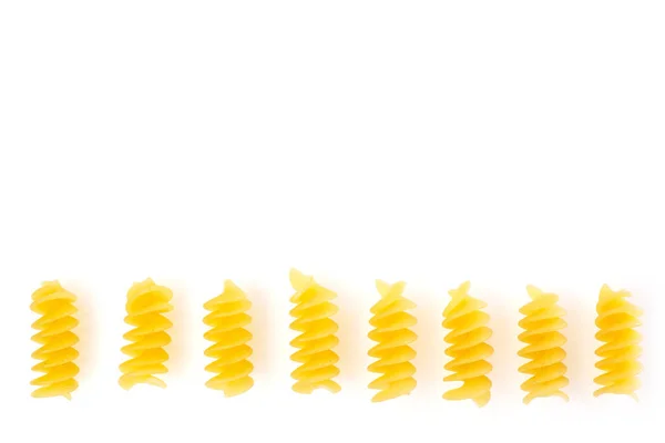 Pâtes Séchées Forme Tire Bouchon Pâtes Fusilli Sur Fond Blanc — Photo