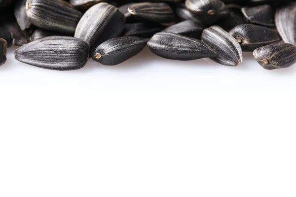 Černá Přírodní Pečená Slunečnicová Semena Izolovaná Bílém Pozadí Pro Texturu — Stock fotografie