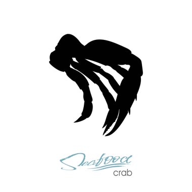 Siluet yengeç eti. Tasarım deniz ürünleri ambalaj ve Pazar, gıda ambalaj veya sualtı deniz hayvan temalı tasarım için yengeç rozet. Vektör çizim.