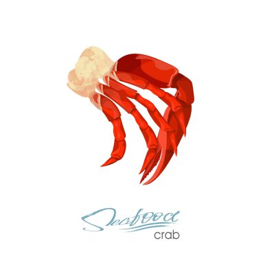 Et Yengeç vektör çizim beyaz arka plan üzerinde izole karikatür tarzı. Deniz ürünleri ürün tasarımı. Sakini vahşi yaşam sualtı dünyasını. Yenilebilir deniz ürünleri. Vektör çizim