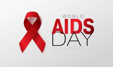 AIDS konusunda. Dünya AIDS günü kavramı. Kırmızı kurdele. Vektör çizim Eps10