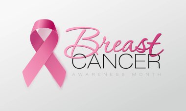 Gerçekçi pembe kurdele, meme kanseri bilinçlendirme sembolü. Vektör çizim