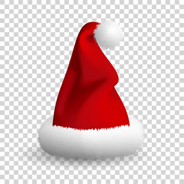 Шляпа Санта-Клауса изолирована на белом фоне. Векторная реалистичная иллюстрация  . — стоковый вектор