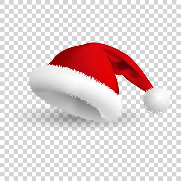 Sombrero de Santa Claus aislado sobre fondo blanco. Ilustración realista vectorial  . — Archivo Imágenes Vectoriales