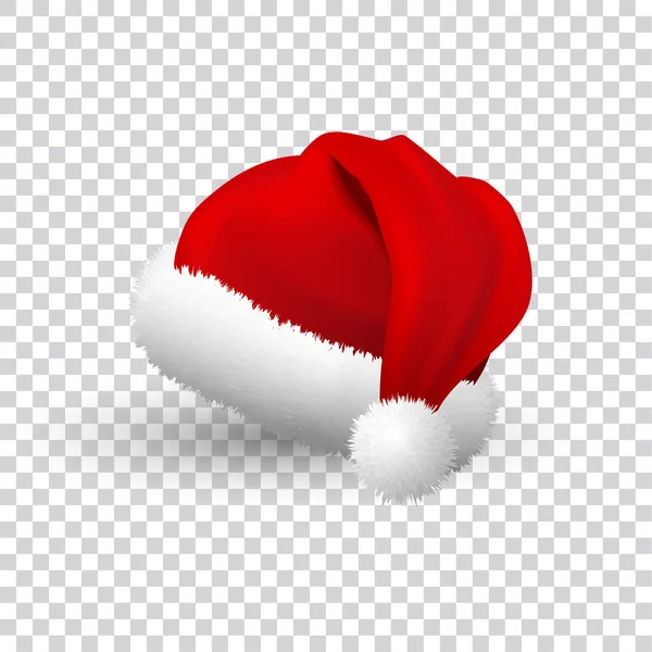 Cappello Babbo Natale isolato su sfondo trasparente. Illustrazione realistica vettoriale . — Vettoriale Stock