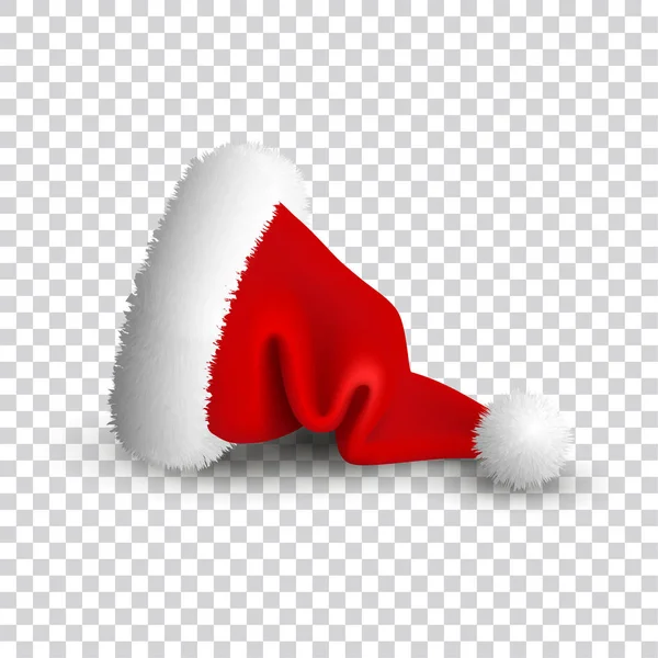 Cappello Babbo Natale isolato su sfondo trasparente. Illustrazione realistica vettoriale . — Vettoriale Stock