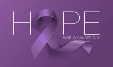 World Cancer Day concept. Hope. Lavender Ribbon. Vector illustration. clipart