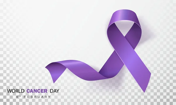 Concepto del Día Mundial del Cáncer Cinta de Lavanda. Ilustración vectorial. — Vector de stock