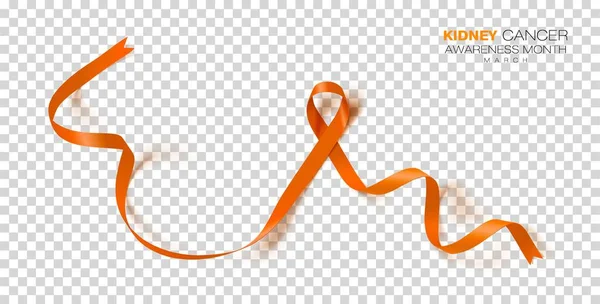 Miesiąc świadomości raka nerki krajowych. Pomarańczowy kolor wstążki na przezroczystym tle. Szablon projektu wektor plakat. — Wektor stockowy