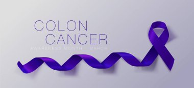 Colon Cancer Awareness Calligraphy Poster Design. Realistic Dark Blue Color Ribbon. March is Cancer Awareness Month. Vector Illustration clipart