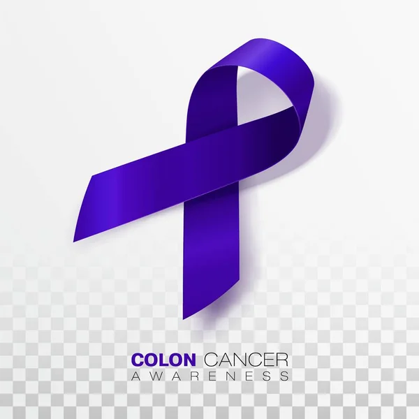 Colon Cancer Awareness Month Mörkblå Färg Band Isolerad Transparent Bakgrund — Stock vektor